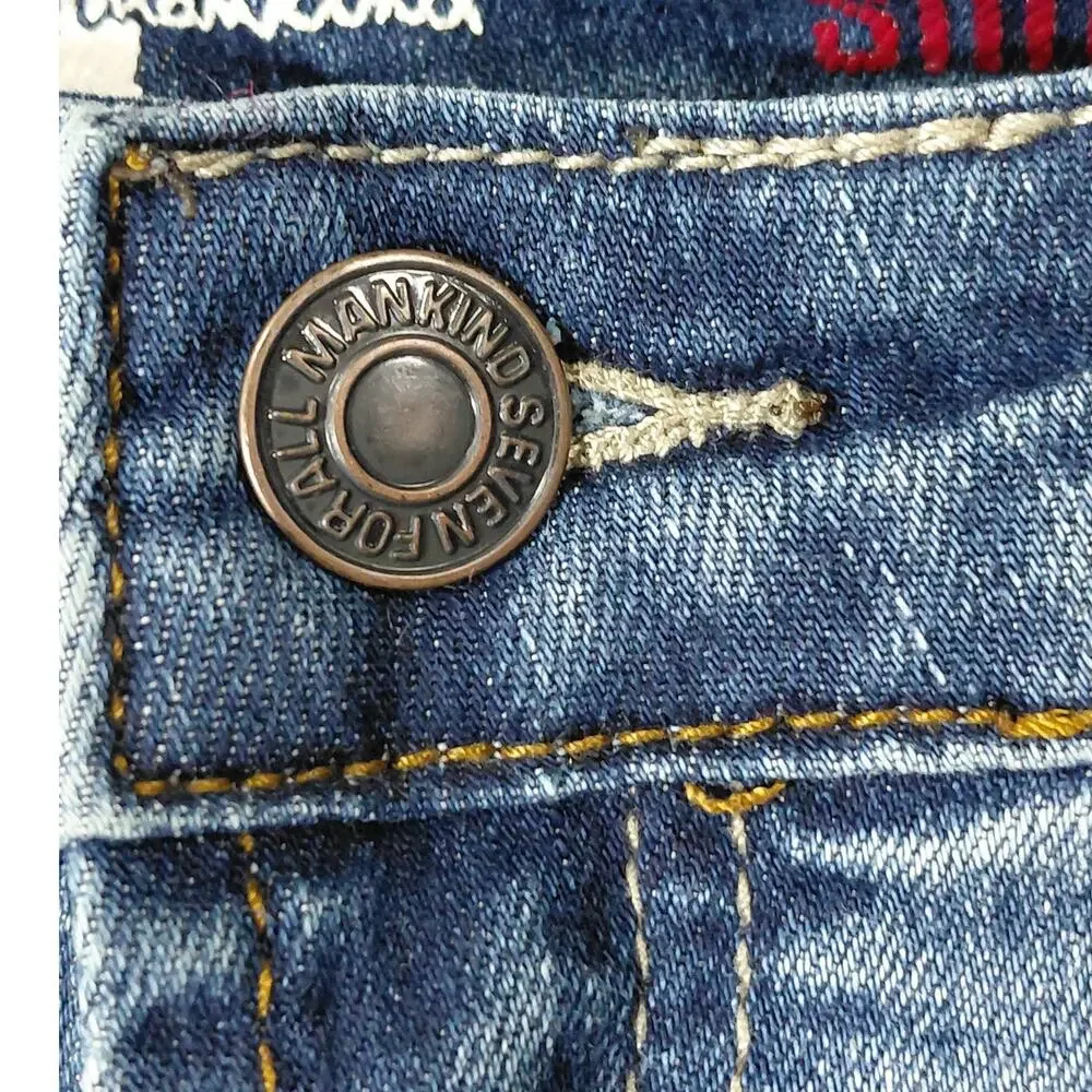 7 For All Mankind Slimy Blue Skinny Denim Jeans Men  See Measurements